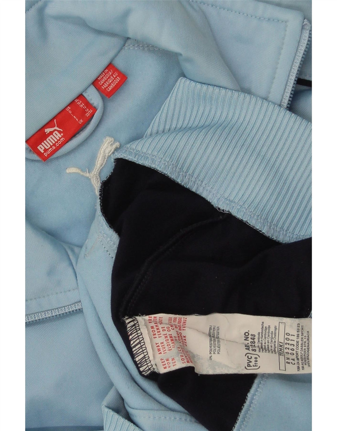 PUMA Boys Tracksuit Top Jacket 13-14 Years Blue Colourblock Polyester