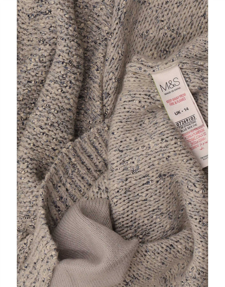 Marks & Spencer Womens Cardigan Sweater UK 14 Medium Blue Flecked Cotton