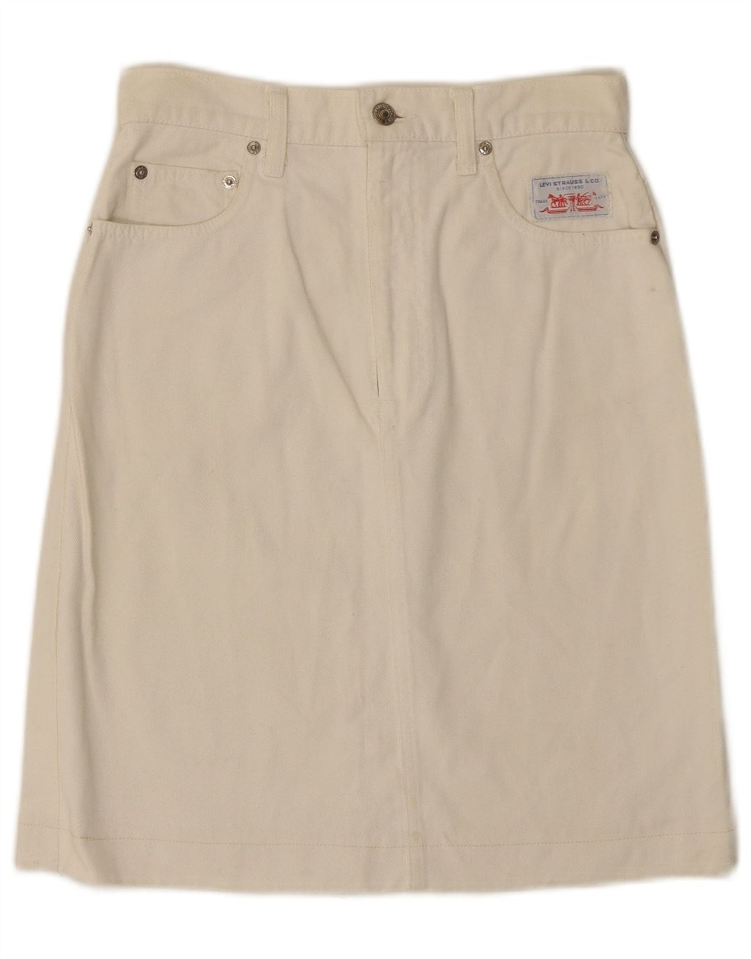 LEVI'S Womens Denim Skirt W26 Small Off White