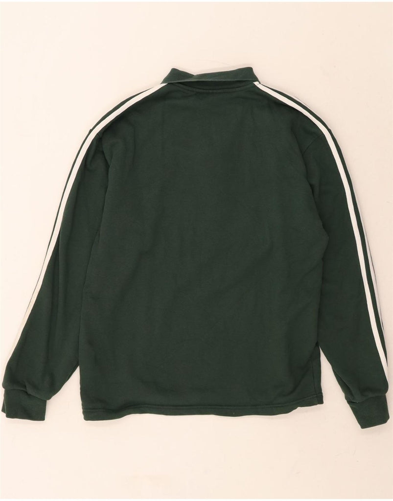 ADIDAS Mens Polo Neck Jumper Sweater Small Green Cotton Vintage Adidas and Second-Hand Adidas from Messina Hembry 