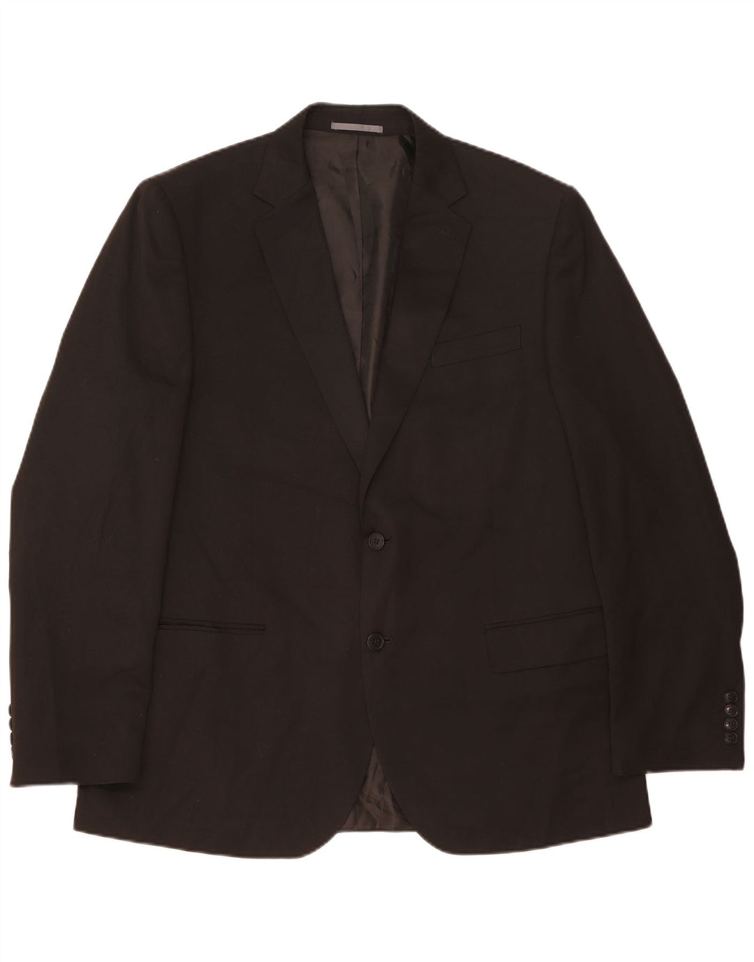 Marks & Spencer Mens 2 Button Blazer Jacket UK 44 XL Black Polyester