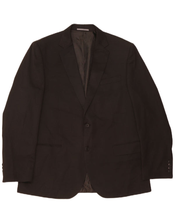 Marks & Spencer Mens 2 Button Blazer Jacket UK 44 XL Black Polyester