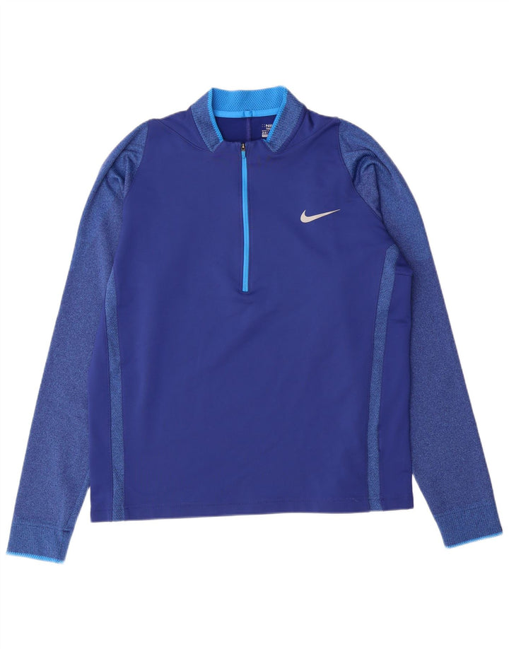 NIKE Mens Dri Fit Zip Neck Pullover Tracksuit Top Medium Blue