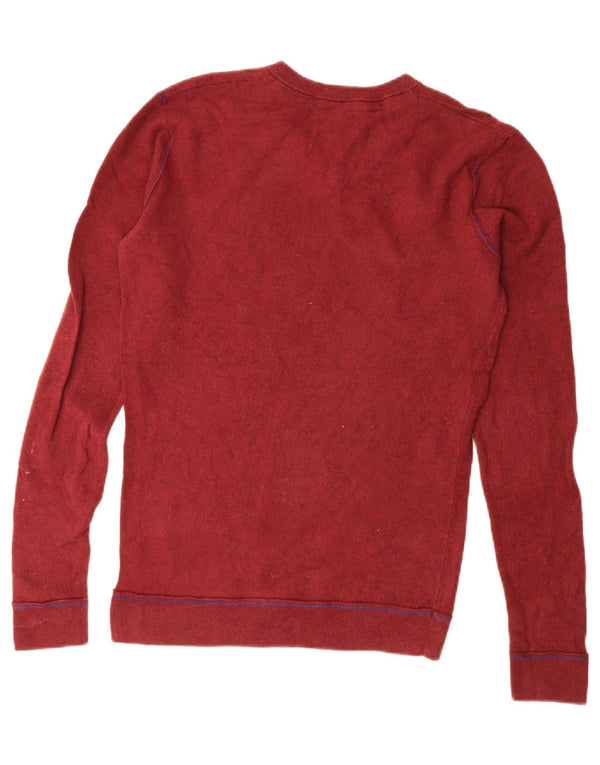 FAT FACE Mens V-Neck Jumper Sweater Medium Red Cotton