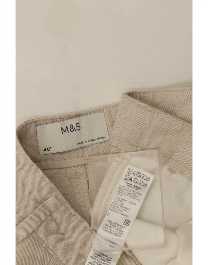 Marks & Spencer Mens Chino Shorts W40 XL Beige Linen
