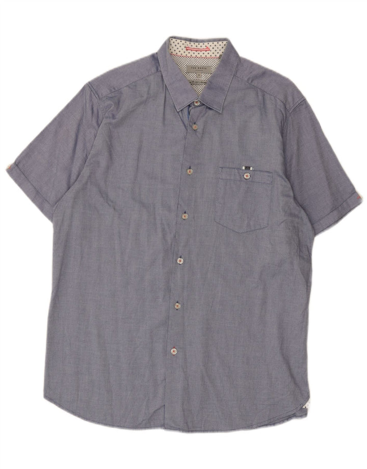 TED BAKER Mens Short Sleeve Shirt Size 5 XL Blue