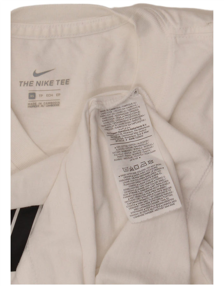 NIKE Womens Graphic T-Shirt Top UK 6 XS White Cotton