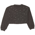 Zara Womens Crop Boat Neck Jumper Sweater UK 10 Small Grey Polyester