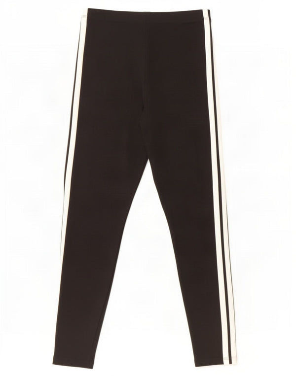 Adidas Womens Crop Leggings UK 12/14 Medium Black Cotton