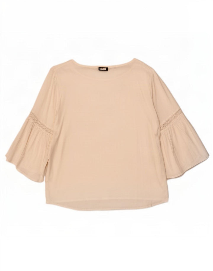 Benetton Womens 3/4 Sleeve Blouse Top UK 14 Medium White Viscose