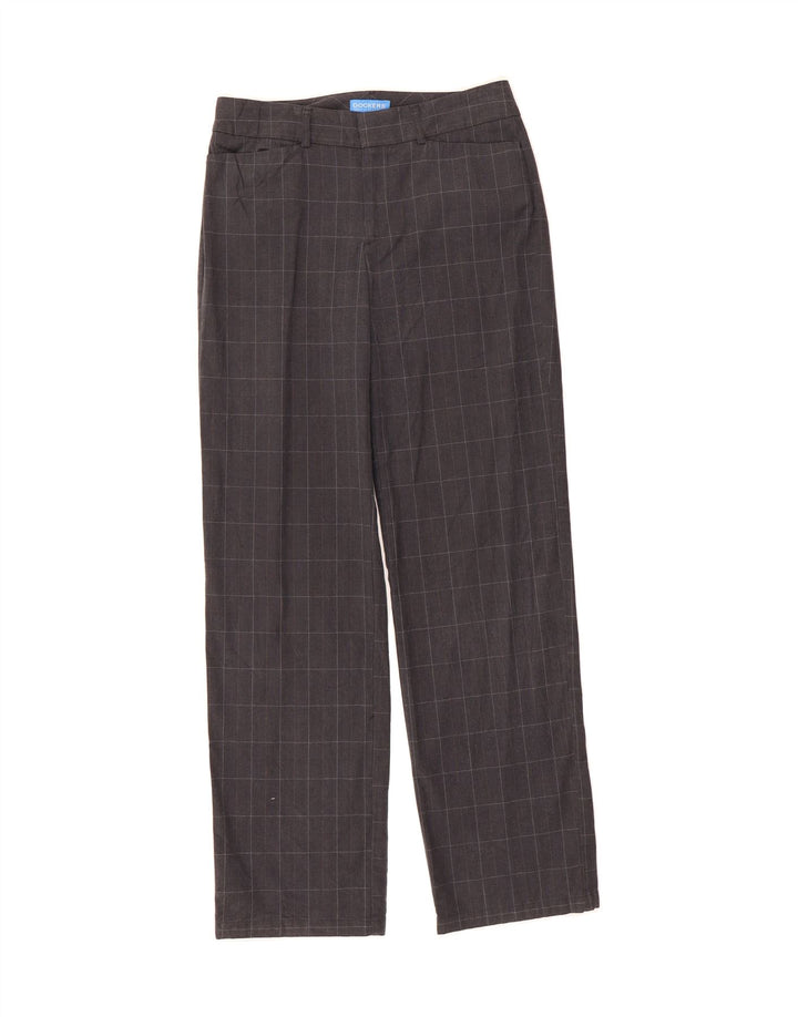 DOCKERS Womens Straight Casual Trousers US 6 Medium W28 L31 Grey Check Vintage Dockers and Second-Hand Dockers from Messina Hembry 