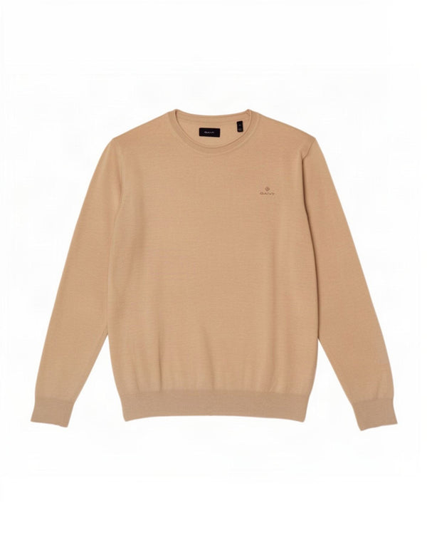 Gant Mens Crew Neck Jumper Sweater Large Beige Linen
