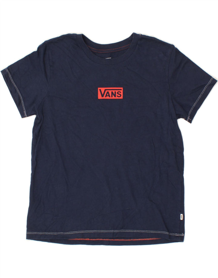 VANS Womens Graphic T-Shirt Top UK 12 Medium Navy Blue Cotton Vintage Vans and Second-Hand Vans from Messina Hembry 