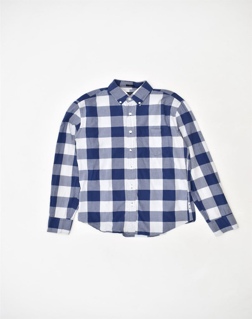 J. CREW Mens Slim Fit Shirt Medium Blue Gingham Cotton | Vintage | Thrift | Second-Hand | Used Clothing | Messina Hembry 