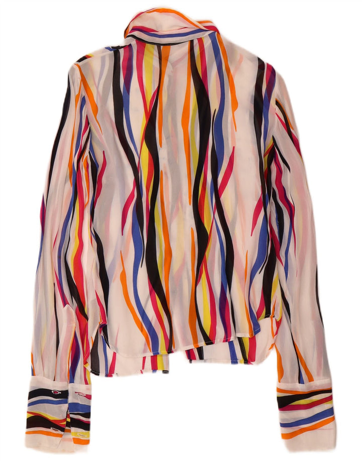 Vintage Womens See Through Shirt Blouse UK 10 Small Multicoloured Striped