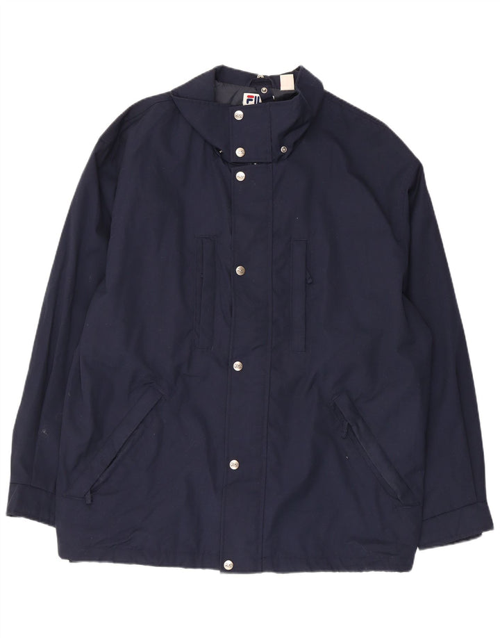 FILA Mens Rain Jacket IT 50 Large Navy Blue Polyester