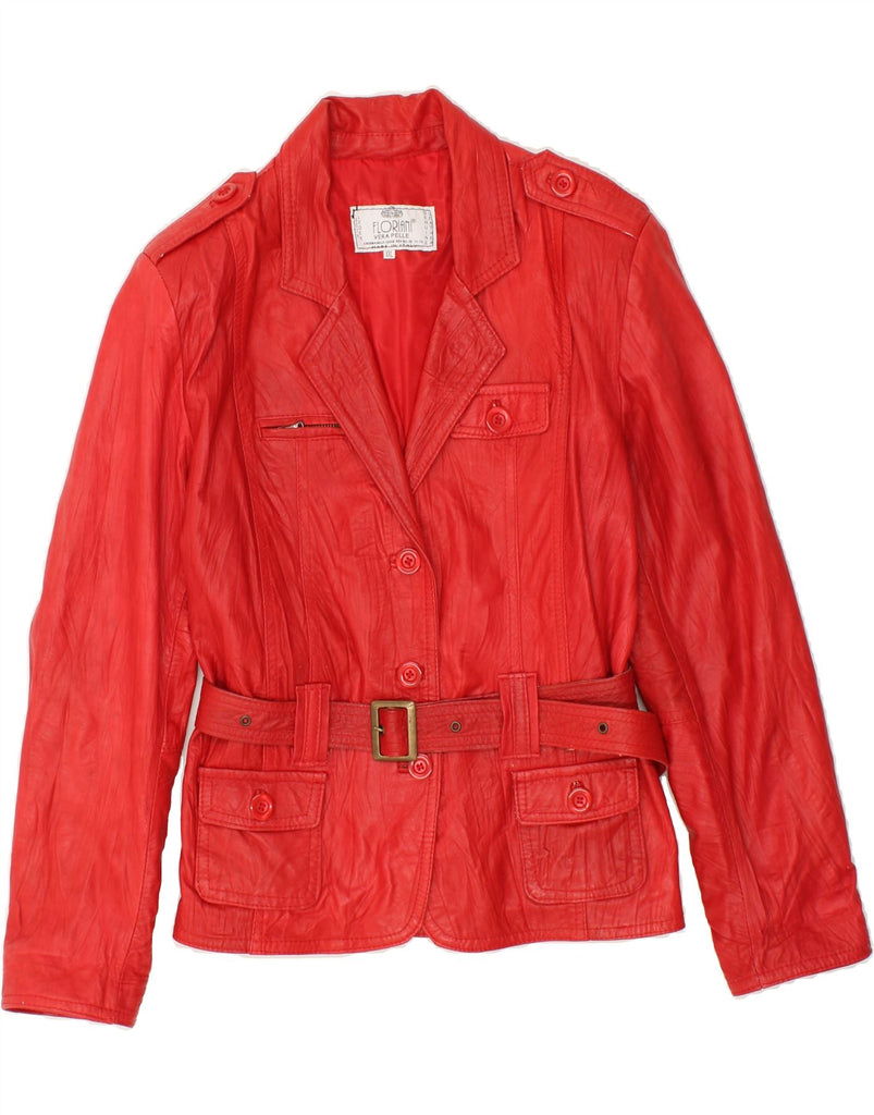 VINTAGE Womens Slim Leather Jacket UK 20 2XL Red Leather Vintage Vintage and Second-Hand Vintage from Messina Hembry 