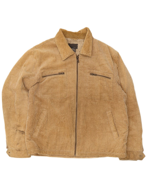 Zara Mens Sherpa Corduroy Jacket UK 42 XL Beige Cotton