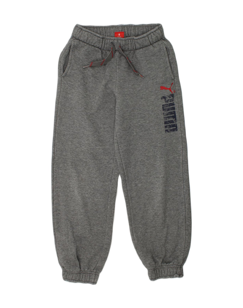 PUMA Boys Graphic Tracksuit Trousers Joggers 9-10 Years Grey Cotton | Vintage Puma | Thrift | Second-Hand Puma | Used Clothing | Messina Hembry 