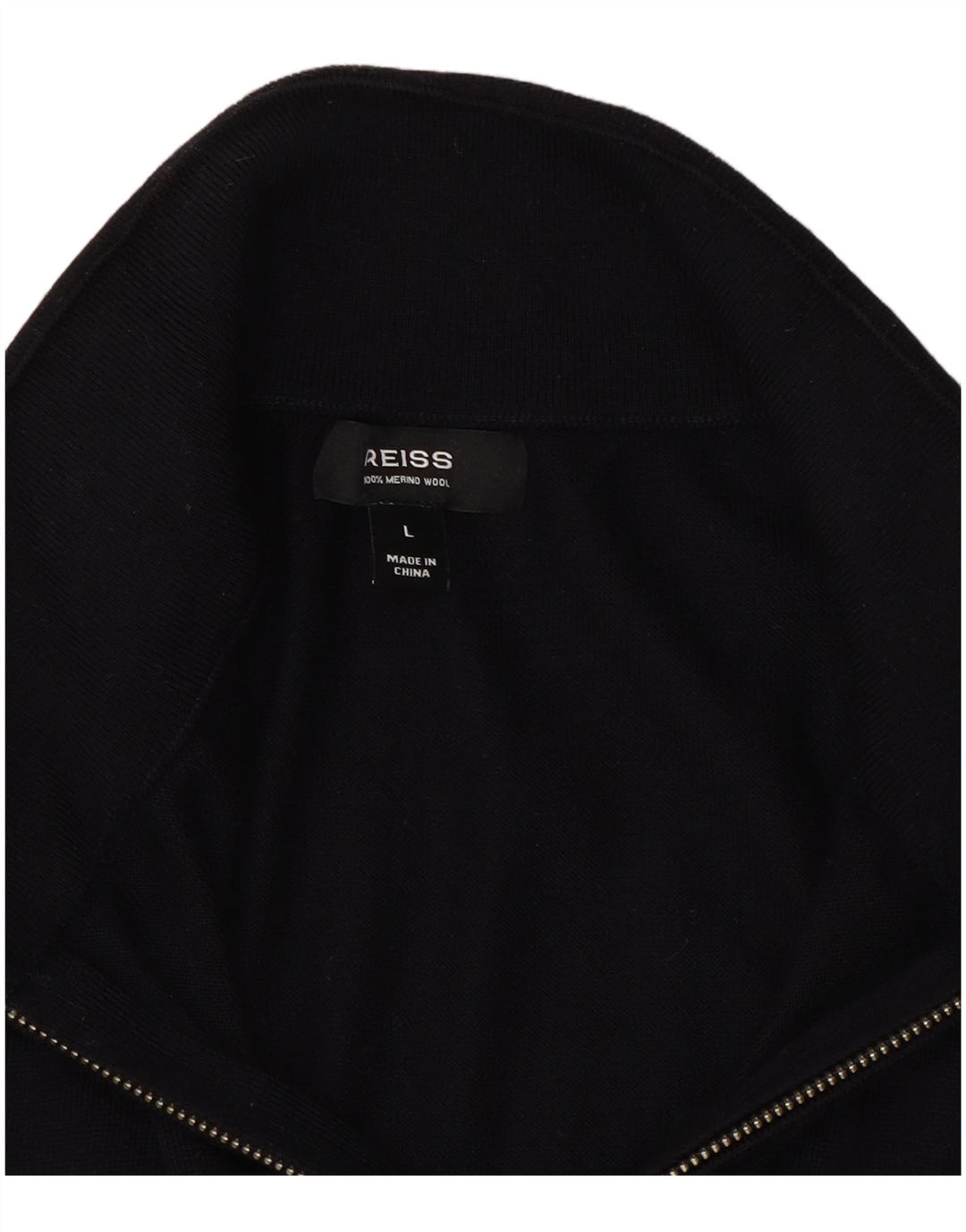Reiss Mens Zip Neck Jumper Sweater Large Navy Blue