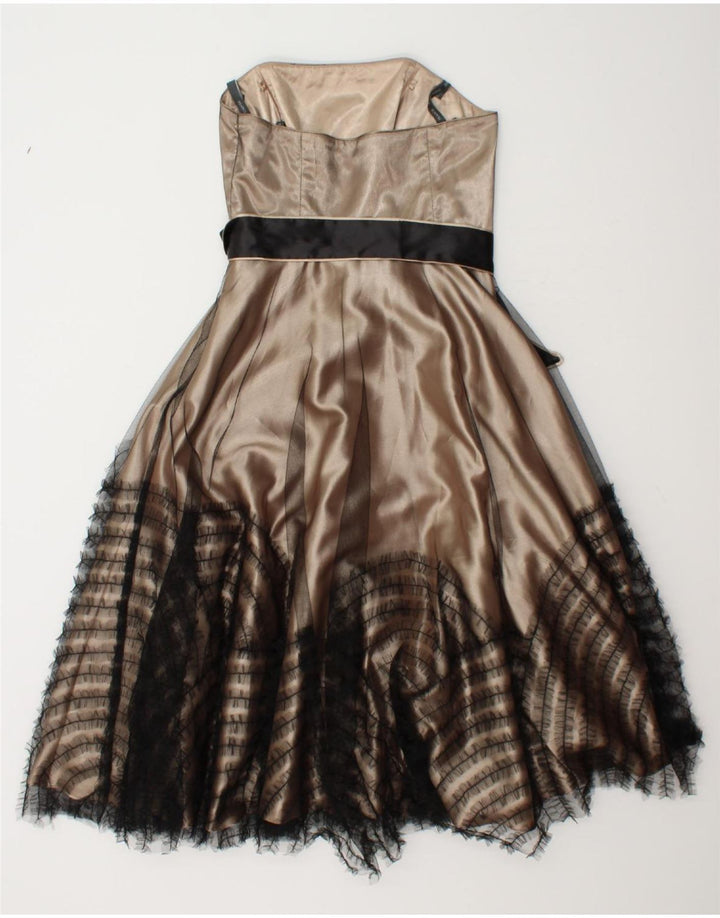 PEARCE FLONDA Womens Strapless Dress UK 10 Small Beige Vintage Pearce Flonda and Second-Hand Pearce Flonda from Messina Hembry 