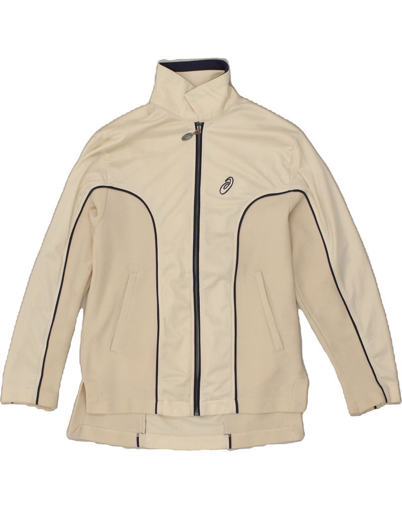 ASICS Womens Tracksuit Top Jacket UK 14 Medium Off White Vintage Asics and Second-Hand Asics from Messina Hembry 