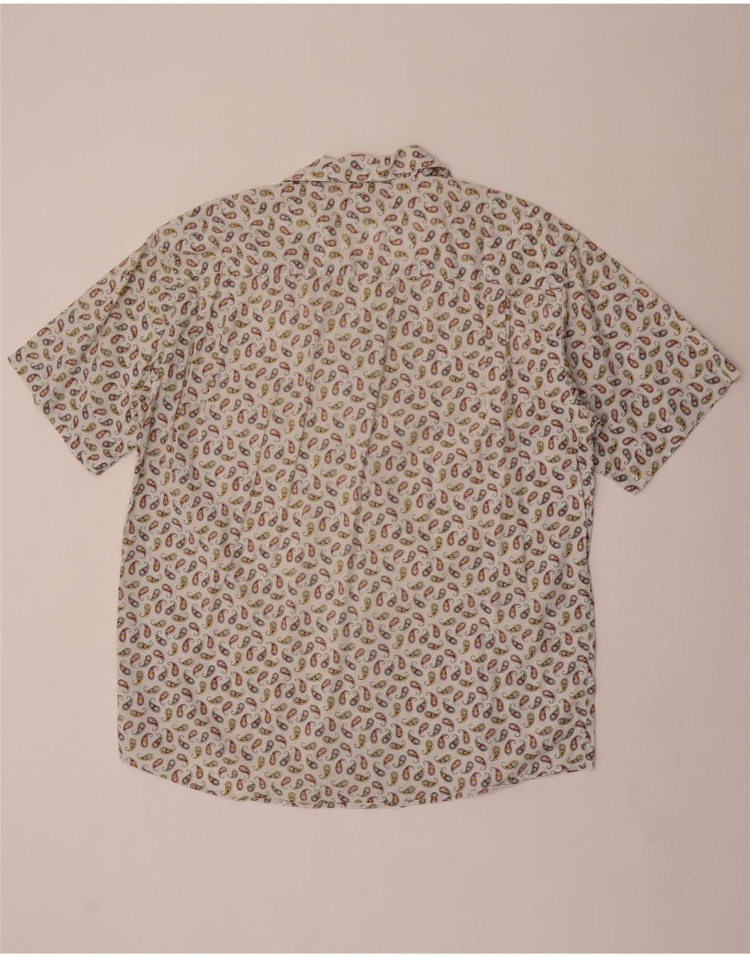 Stefanel Mens Short Sleeve Shirt Large White Paisley