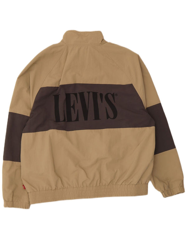 Levi's Mens Graphic Bomber Jacket UK 40 Large Beige Colourblock Polyamide