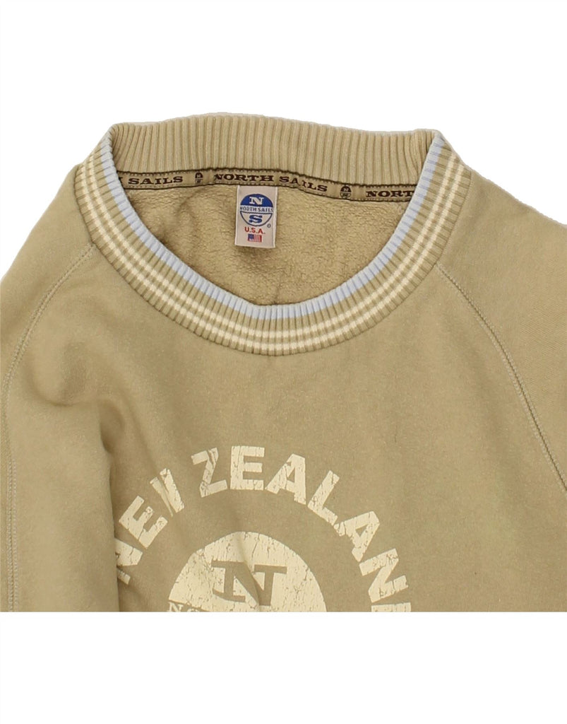 NORTH SAILS Mens Graphic Sweatshirt Jumper Large Khaki Cotton Vintage North Sails and Second-Hand North Sails from Messina Hembry 