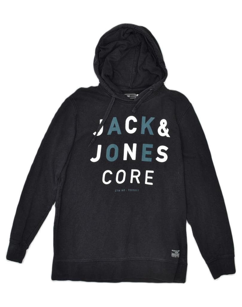 JACK & JONES Womens Core Graphic Hoodie Jumper UK 18 XL Black Cotton | Vintage | Thrift | Second-Hand | Used Clothing | Messina Hembry 