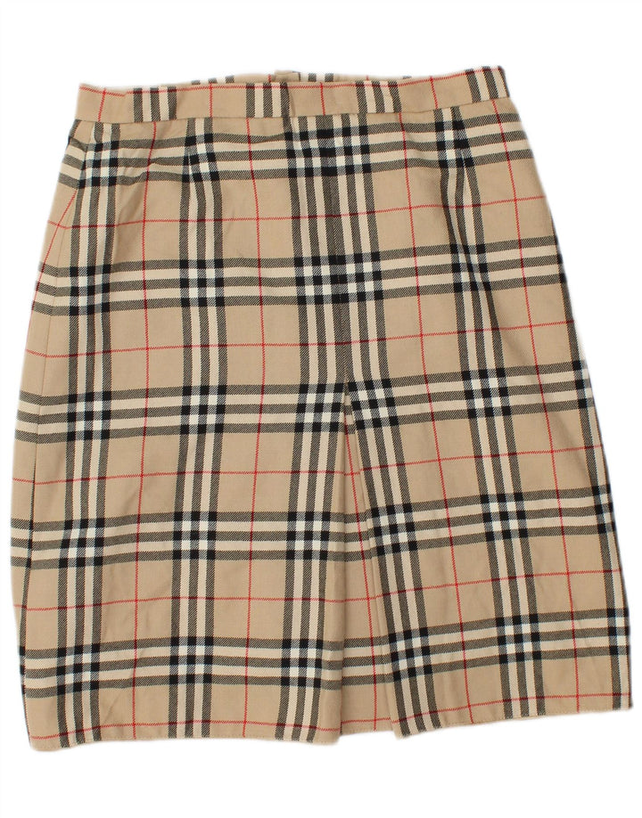 Vintage Womens Pencil Skirt W30 Medium  Beige Check
