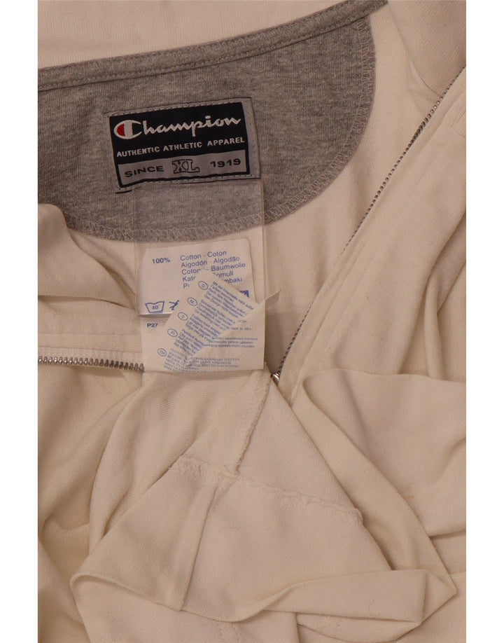 Champion Mens Zip Neck Sweatshirt Jumper XL White Cotton