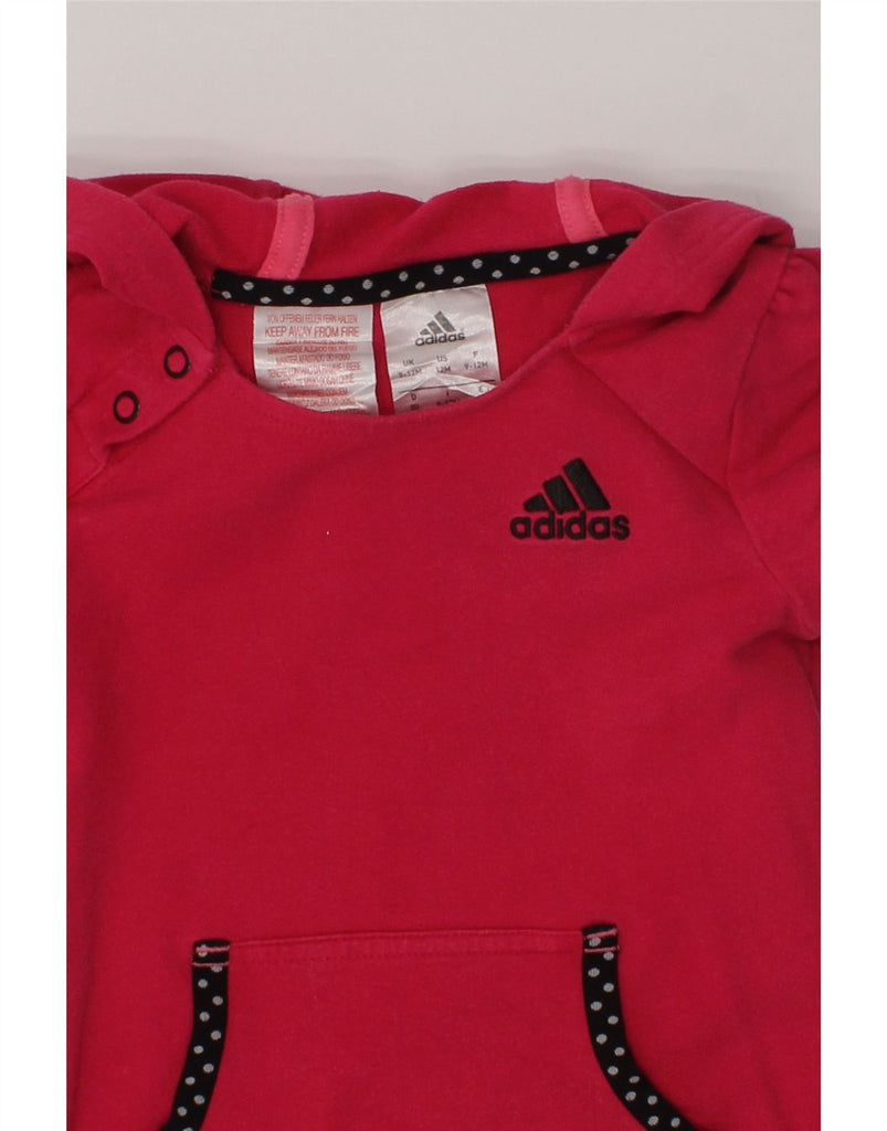 ADIDAS Baby Girls Graphic Hoodie Dress 9-12 Months Pink Cotton | Vintage Adidas | Thrift | Second-Hand Adidas | Used Clothing | Messina Hembry 