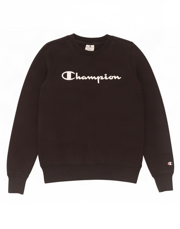 Champion Womens Graphic Sweatshirt Jumper UK 10 Small Black Cotton
