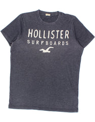 HOLLISTER Mens Graphic T-Shirt Top Medium Navy Blue Cotton