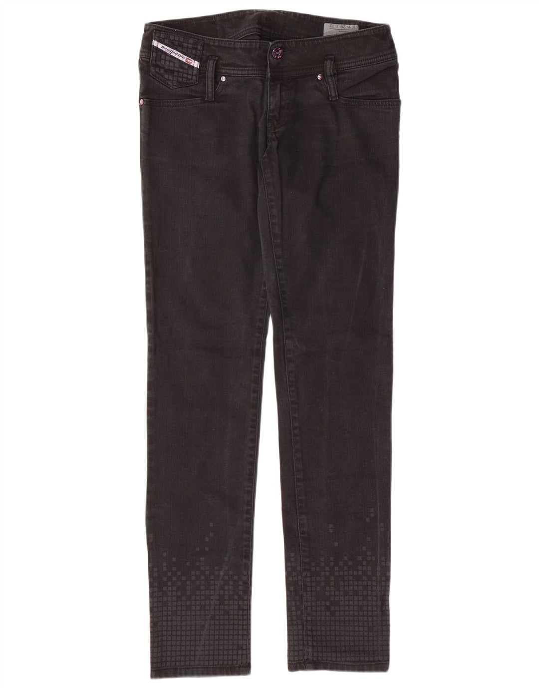 DIESEL Womens Matic Slim Jeans W28 L32  Black Geometric Cotton