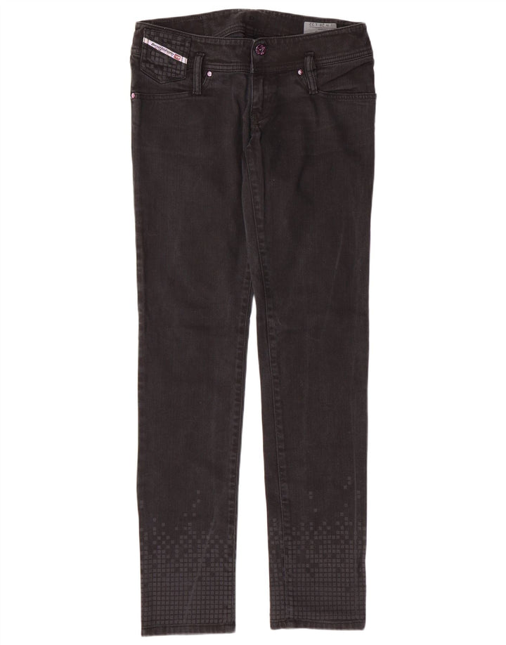 DIESEL Womens Matic Slim Jeans W28 L32  Black Geometric Cotton