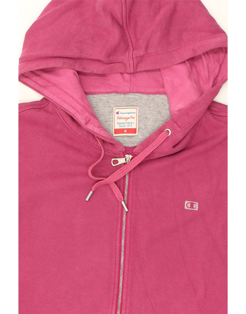 CHAMPION Womens Heritage Fit Zip Hoodie Sweater UK 14 Medium Pink Cotton | Vintage Champion | Thrift | Second-Hand Champion | Used Clothing | Messina Hembry 