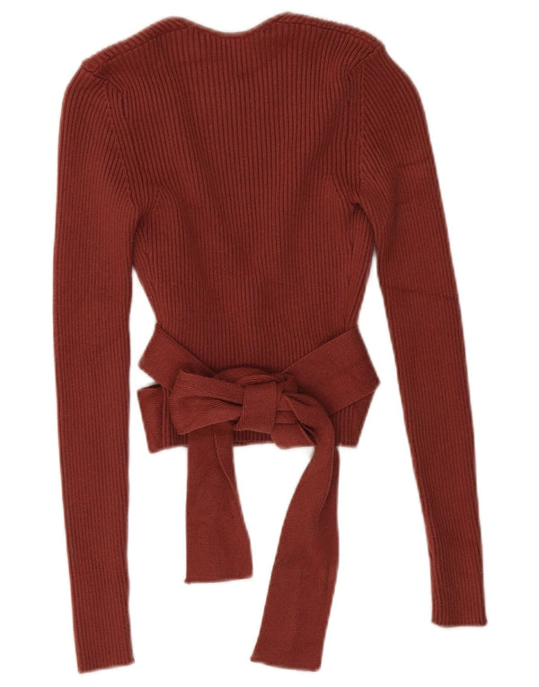 Zara Womens Long Sleeve Wrap Cardigan Top UK 8 Small Brown Viscose
