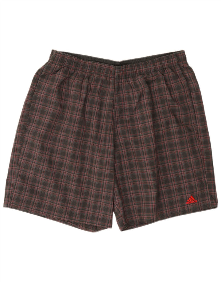 Adidas Mens Sport Shorts XL Grey Check Polyester