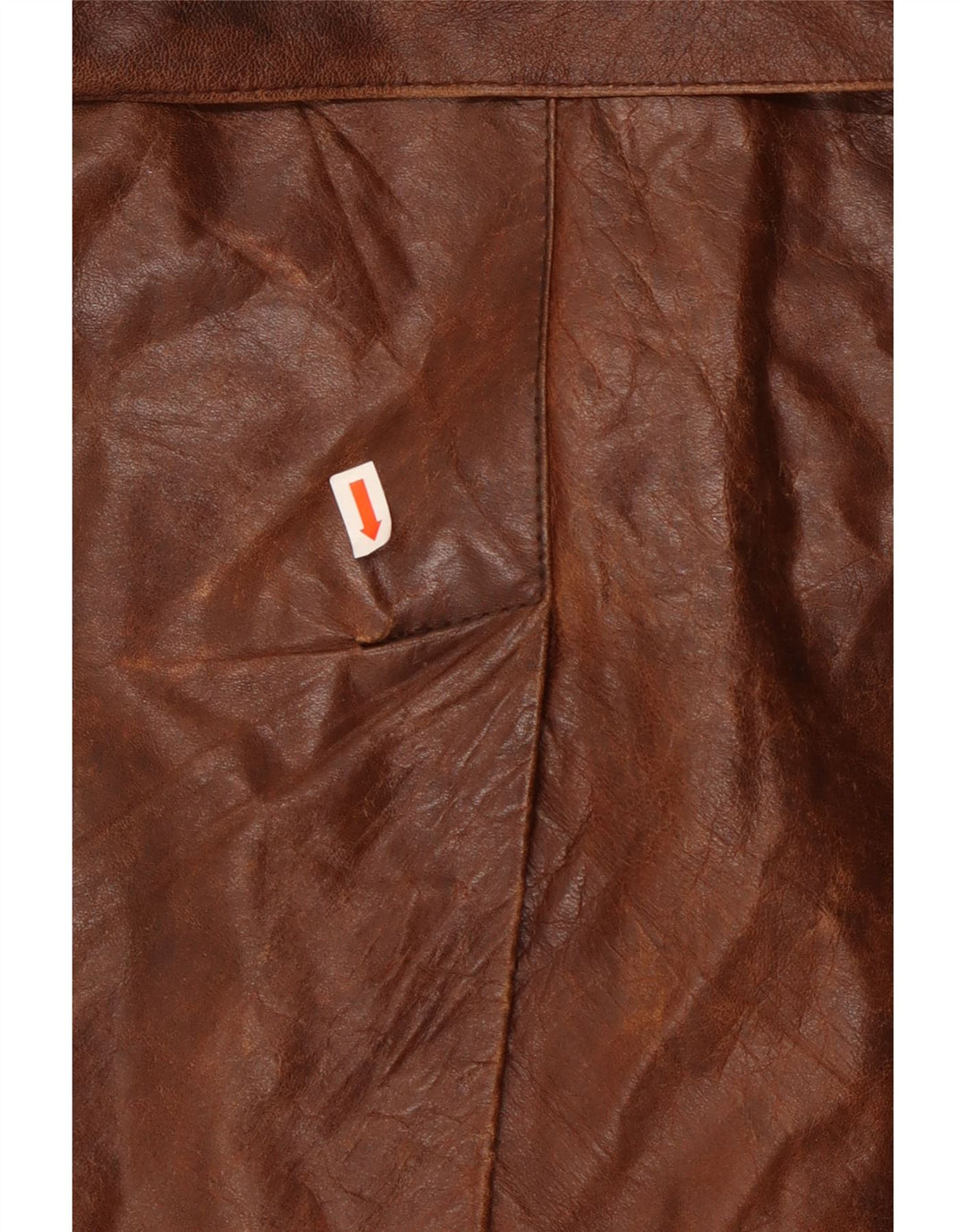 VINTAGE Mens Double Breasted Military Leather Coat IT 50 Large Brown