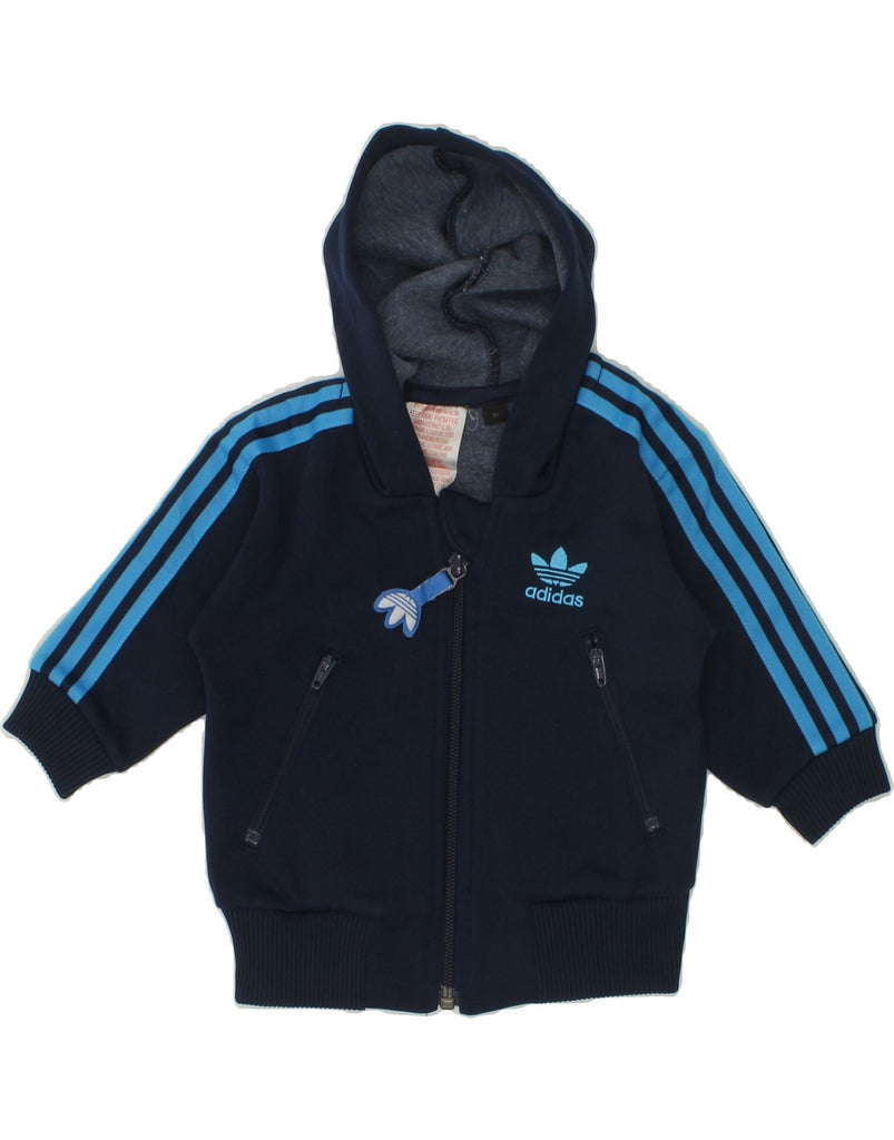 ADIDAS Baby Boys Full Tracksuit 0-3 Months Navy Blue Polyester | Vintage Adidas | Thrift | Second-Hand Adidas | Used Clothing | Messina Hembry 