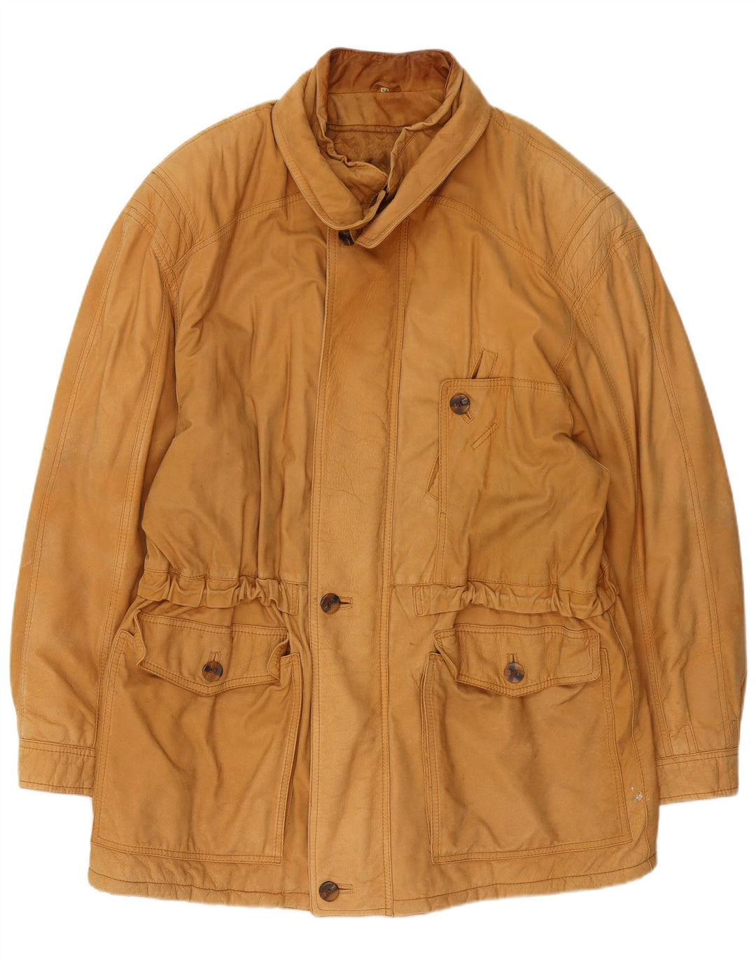 Vintage Mens Leather Jacket IT 54 2XL Beige