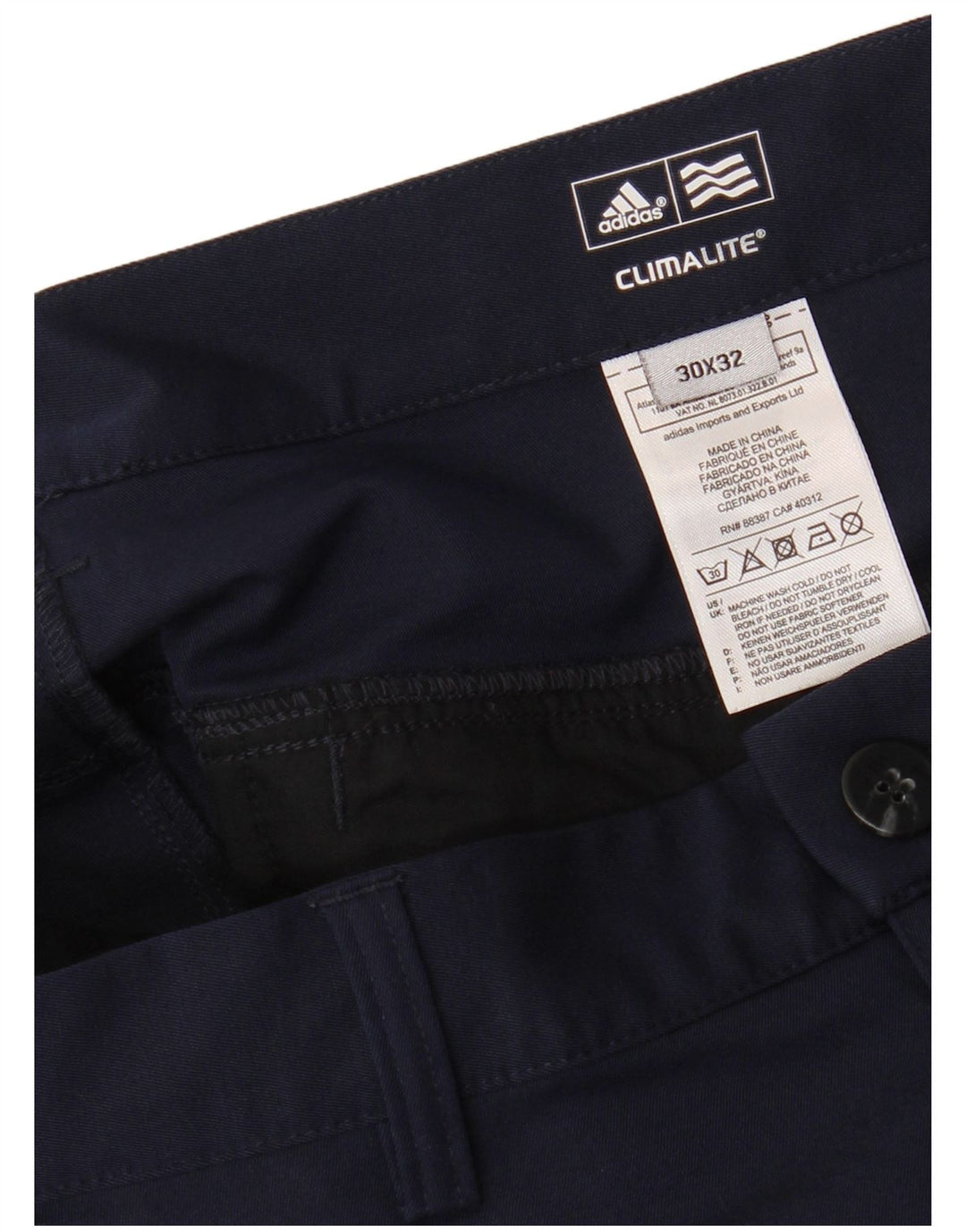 ADIDAS Mens Climalite Straight Chino Trousers W30 L32 Navy Blue Polyester