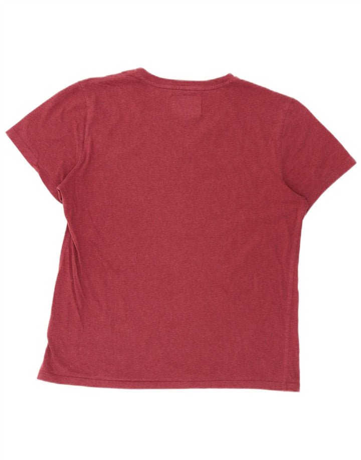 Superdry Mens T-Shirt Top Large Burgundy Cotton