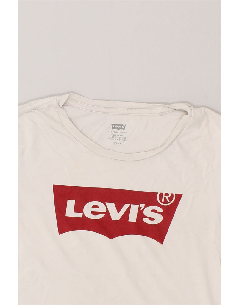 LEVI'S Womens Graphic T-Shirt Top UK 10 Small Off White Cotton | Vintage Levi's | Thrift | Second-Hand Levi's | Used Clothing | Messina Hembry 