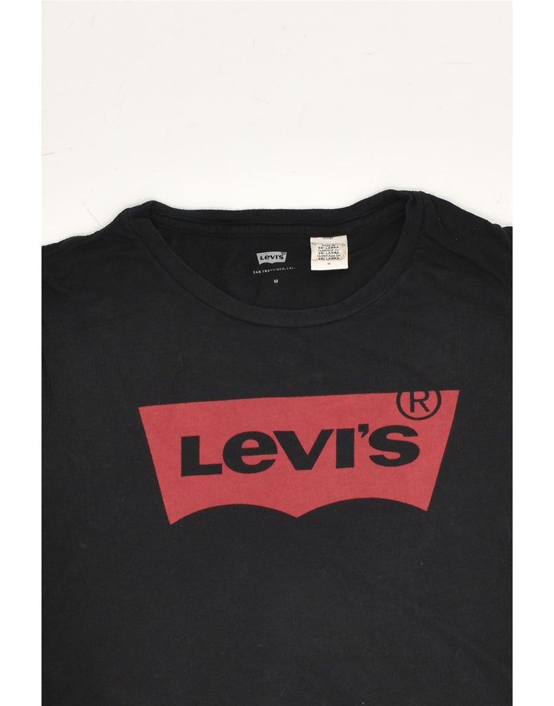 LEVI'S Womens Graphic T-Shirt Top UK 12 Medium Black Cotton | Vintage Levi's | Thrift | Second-Hand Levi's | Used Clothing | Messina Hembry 