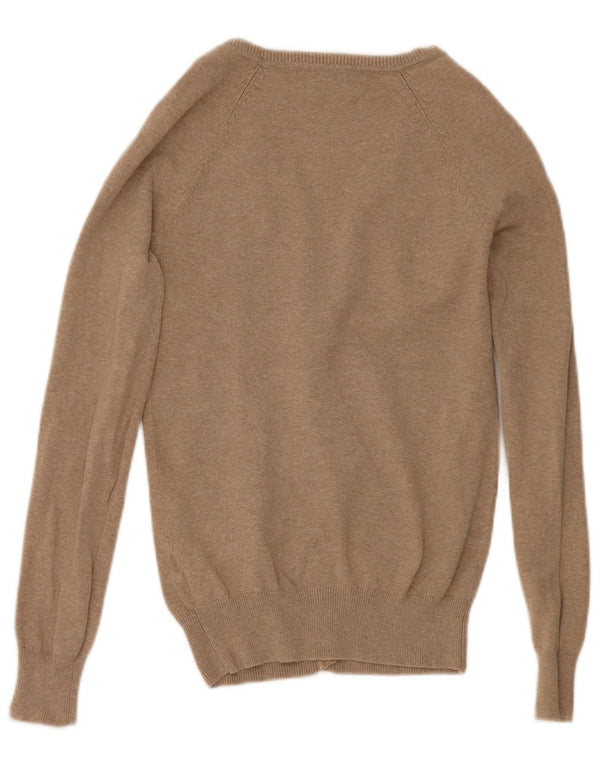 Zara Womens Crop Cardigan Sweater UK 10 Small Brown Cotton