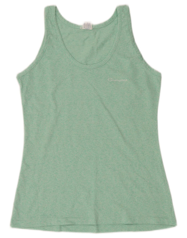 CHAMPION Womens Vest Top UK 14 Large Green Flecked Acrylic