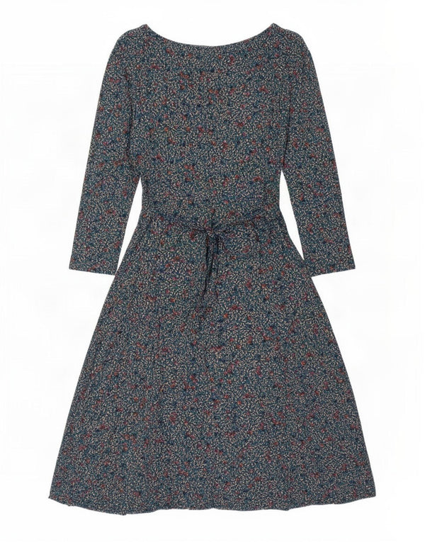 Fat Face Womens 3/4 Sleeve A-Line Dress UK 10 Small Blue Floral Viscose